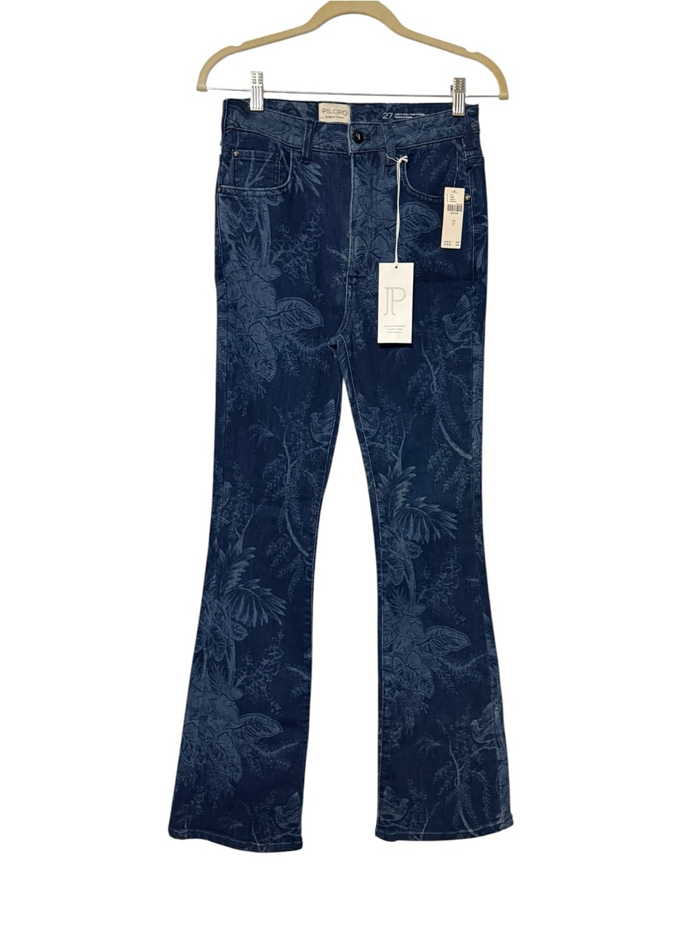 Anthropologie Pilcro The Icon High-Rise Flare Floral Jacquard Jeans 27 NWT - Picture 2 of 7